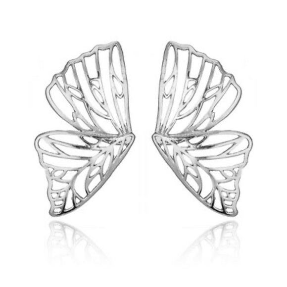 New Butterfly 🦋 Silver Stud Earrings A Pair/set - Picture 4 of 5